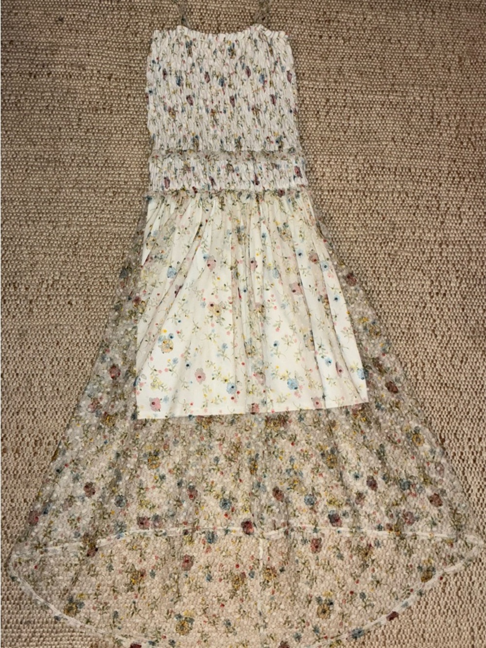 Girls Floral Maxi Dress Size 16 Fits Adult Small Sheer Boho Spring Party Flowing